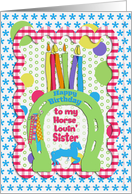 Happy Birthday to Horse Lovin’ Sister Candles on Horseshoe card