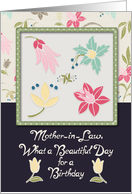 Happy Birthday Mother-in-Law Beautiful Day for Birthday Framed Flowers card