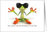 Leap Year Birthday for Cousin Cool Dude Frog Funny Masculine card