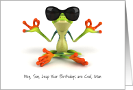 Leap Year Birthday for Son Cool Dude Frog Funny Masculine card