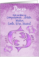 Happy Birthday Pisces Zodiac Astrology Personality Traits Fishes card