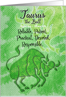 Happy Birthday Taurus Zodiac Astrology Personality Traits Bull card