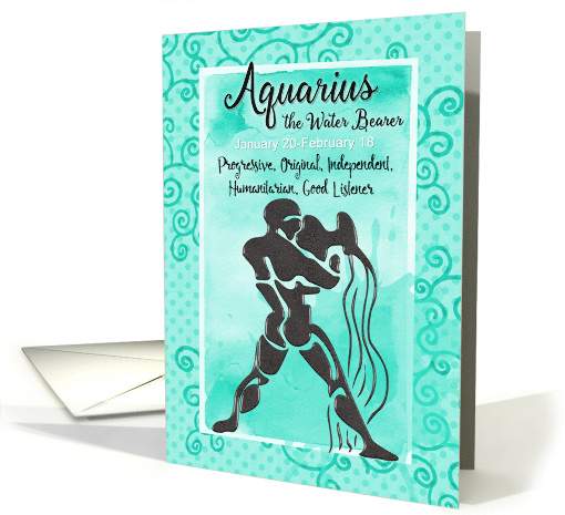 Happy Birthday Aquarius Zodiac Astrology Water Bearer Traits card