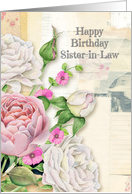 Happy Birthday Sister-in-Law Vintage Look Flowers and Paper Collage card