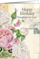 Happy Birthday Daughter-in-Law Vintage Look Flowers and Paper Collage card