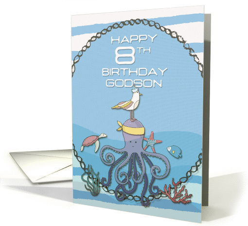Happy 8th Birthday Godson Octopus,Seagull,Starfish Fun... (1441146)