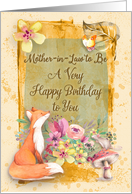 Happy Birthday Mother-in-Law to Be Flowers & Animals Watercolor card