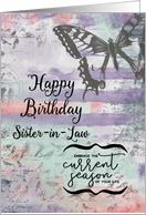 Happy Birthday to Sister-in-Law Butterfly Inspirational Word Art card