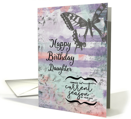 Happy Birthday to Daughter Butterfly Inspirational Word Art card
