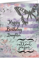 Happy Birthday to Daughter Butterfly Inspirational Word Art card
