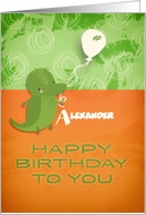 Happy Birthday Custom Name A Cute Alligator and Balloon card