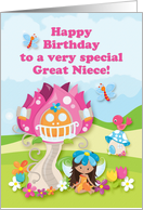 Happy Birthday Great Niece Girl Fairy Flowers Butterflies card