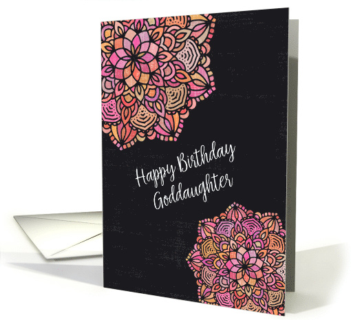 Happy Birthday to Goddaughter Chalkboard Effect Pretty Mandalas card