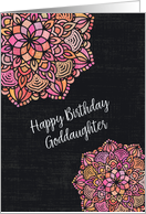 Happy Birthday to Goddaughter Chalkboard Effect Pretty Mandalas card