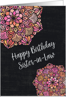 Happy Birthday to Sister-in-Law Chalkboard Effect Pretty Mandalas card