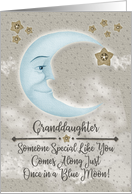 Granddaughter Birthday Blue Crescent Moon and Stars card
