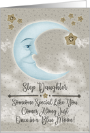 Step Daughter Birthday Blue Crescent Moon and Stars card
