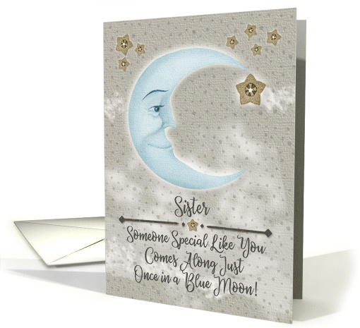 Sister Birthday Blue Crescent Moon and Stars card (1471244)