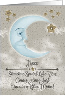 Niece Birthday Blue Crescent Moon and Stars card