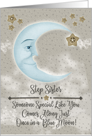 Step Sister Birthday Blue Crescent Moon and Stars card