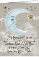 Fiancee Birthday Blue Crescent Moon and Stars card