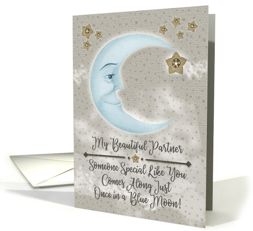 Partner Birthday Blue Crescent Moon and Stars card (1471354)