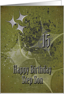 Happy 15th Birthday to Step Son Masculine Grunge Stars card