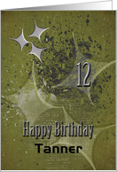 Happy 12th Birthday Custom Name Masculine Grunge Stars card