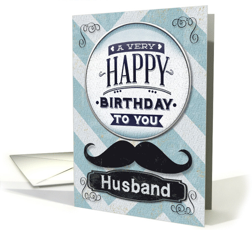 Happy Birthday to Husband Vintage Look Mustache and Chevrons card