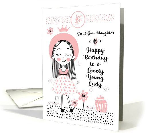 Happy Birthday to Great Granddaughter Cute Girl and Flowers card
