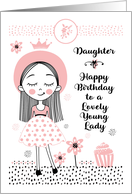 Happy Birthday to Daughter Cute Girl and Flowers card