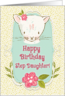 Happy Birthday to Step Daughter Cute Kitty and Flowers card