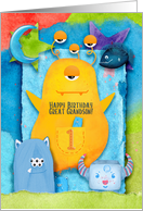 Happy 1st Birthday Great Grandson Colorful Monsters card
