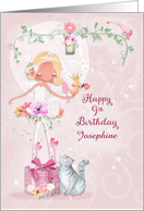 Happy 9th Birthday To Girl Custom Name Pretty Ballerina card