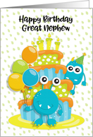 Happy Birthday to Great Nephew Birthday Cake and Monsters card