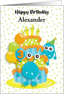 Happy 3rd Birthday to Young Child Custom Name Monsters card