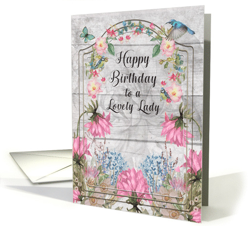 To Lovely Lady Birthday Beautiful Flower Garden For Woman card