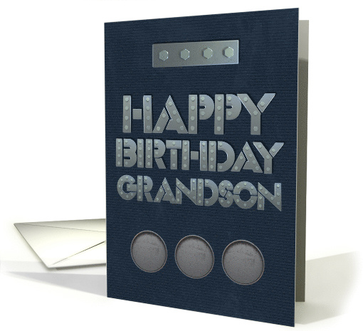 Happy Birthday to Grandson Masculine Look with Steel Bolt Letters card