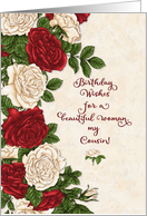 Happy Birthday to Cousin Beautiful Red and White Roses card