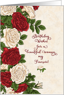 Happy Birthday to Fiancee Beautiful Red and White Roses card