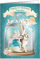 Happy 16th Birthday to Great Niece Fairy Rabbit Fantasy in Jar card