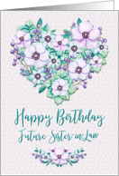 Happy Birthday to Future Sister-in-Law Purple Floral Heart Wreath card