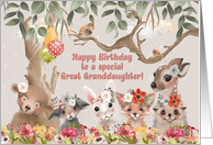 Great Granddaughter Birthday with Adorable Woodland Animals card