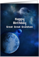 Happy Birthday Great Great Grandson Outer Space Planets and Stars card