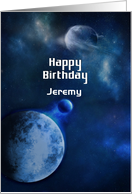 Happy Birthday Custom Name Outer Space Planets and Stars card