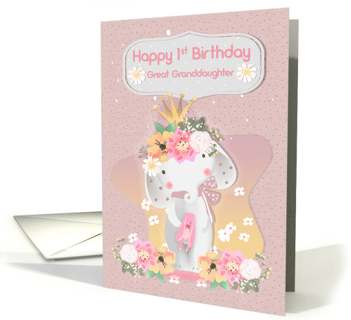 Happy 1st Birthday to Great Granddaughter Adorable Baby Elephant card