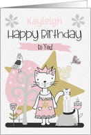 Happy Birthday Custom Name Cute Kitty Whimsical Scene card