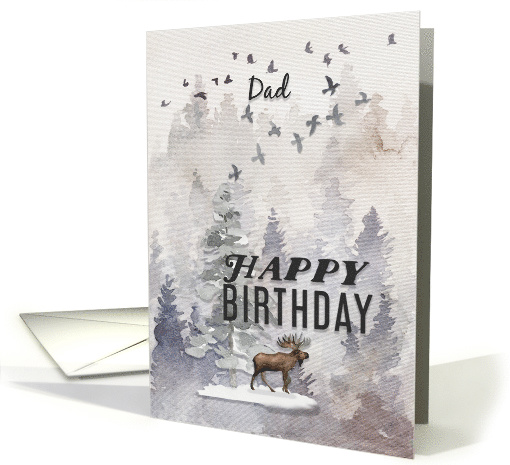 Happy Birthday to Dad Moose and Trees Woodland Scene card (1584426)