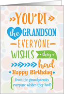 Happy Birthday to Grandson from Grandparents Humorous Word Art card