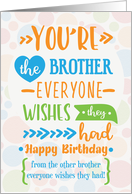 Happy Birthday to Brother from Brother Humorous Word Art card